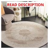 (SEE PHOTOS) Ebony 6 ft x 6 ft Round Rug with Bor
