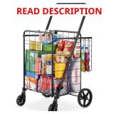 Folding Shopping Cart with Double Baskets