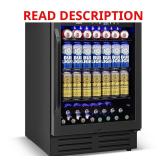 24 in. 180 Can Beverage Cooler Black