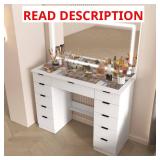 White Makeup Vanity Desk with Lighted Mirror