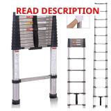 Stainless Telescoping Ladder, 12.5 ft, 300 lb