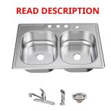 Glacier Bay 33" Double Bowl Sink