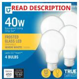 Utilitech 40W EQ A19 LED Dimmable Bulb 4-Pack
