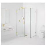 Pivot Corner Shower Enclosure, Polished Brass