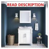 Aberdeen 30x22x34.5 White Vanity + Marble Top