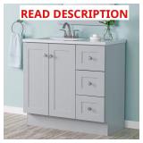Glacier Bay 37" Vanity with Marble Top, Top has a