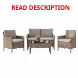 Gray Wicker 4-Piece Patio Set