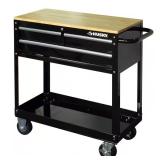 36x17in 3-Drawer Tool Cart, Gloss Black