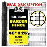 40in x25ft Black Plastic Fence for Pets