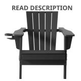 Black Folding Adirondack Chair with Cup Holder