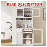 TOPMAX Freestanding Buffet with Hutch, White