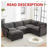 Dark Gray Chenille L-Shaped Sofa