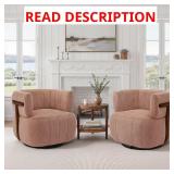 360  Swivel Linen Chair with Wood Arms