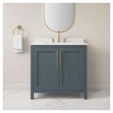 Korra 36" Freestanding Vanity, Blue Top, Has dama