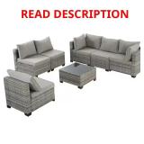 Gray Wicker 7-Pc Outdoor Sectional Set