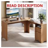 55 in. Brown Oak L-Shaped Home Office Desk with M