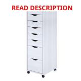 White 6+2 Drawer Roll Cart