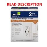 (3) Leviton Decora 15A USB Duplex White Outlet 2p