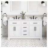 Doveton 60" Double Sink Vanity, White Top