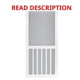 36x80 White Vinyl 5-Bar Screen Door. Damaged