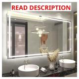 66x36 in Frameless LED Anti-Fog Vanity Mirror