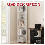Econ 70.87 in. White 5-Shelf Corner Bookcase