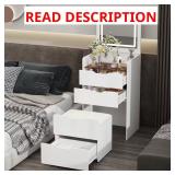 3-Drawer White Wood Vanity Set with Mirror