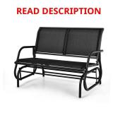 Outdoor Patio Glider Swing Chair for 2, Black