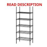 Black 6-Shelf Steel Wire Shelving (24"W)
