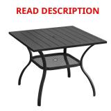 37.8 in Black Outdoor Dining Table for 4
