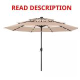 10 ft 3-Tier Patio Umbrella with Solar LEDs