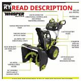 40V HP Brushless Snow Blower 24" Tool Only