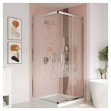 36x72 in Corner Shower, Chrome, 5/16 in glass