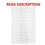 6 ft. White 3-Panel Room Divider