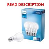 Philips A19 LED Bulb Daylight 60W Eq 4pk