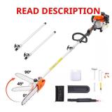 Gas Pole Saw 43cc 12" Bar, Rot Head, 12 ft