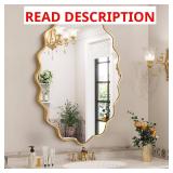 22 in. W x 30 in. H Oval Gold Mirror Wall