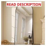 30" W x 71" H Arched Mirror, Black Frame