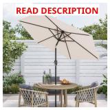 Beige 7.5 ft Patio Market Crank Tilt Umbrella