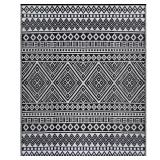 Lightweight White Black 10x14 Moroccan Rug