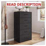 Black 5 Drawer 22.5 in. Wide Dresser