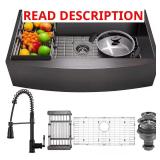 Matte Black 33x20 Apron Sink with Faucet