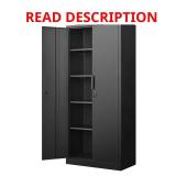 Black 72 in 2-Door Garage Cabinet with Lock