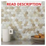 Peel & Stick Hexagon Marble Tile, Castle Brown