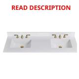 60x22 Engineered Stone Vanity Top, White