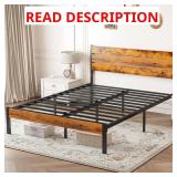 Rust Brown Queen Wood Bed Frame