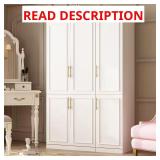 White Wood Armoire, 2 Rods, Shelves