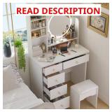 White Wood Vanity Set with Stool & Mirror