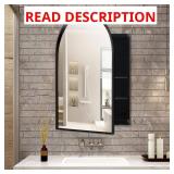 Black 24x36 Arched Metal Cabinet with Mirror