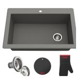 Kraus Forteza 33x22-in Grey Dual Bowl Sink